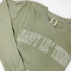 HAPPY LIL' THING - SAGE GREEN LONG SLEEVE TEE ✨